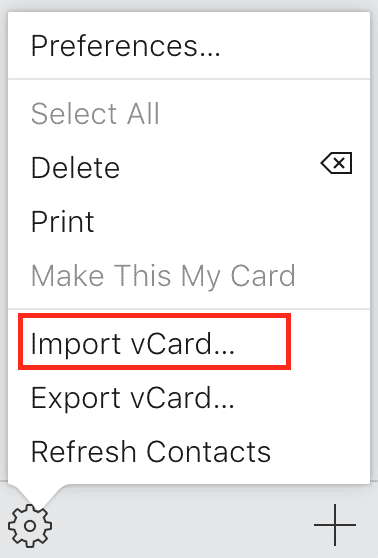 Import vCard Contacts