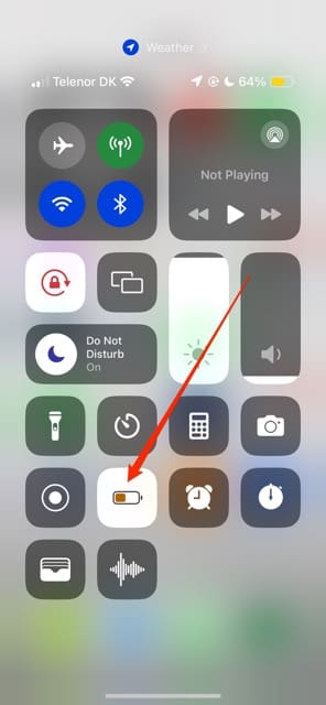 Turn Off Low Power Mode iOS Control Center