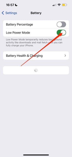 Turn Off iOS Low Power Mode