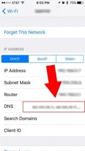 iOS DNS Configuration