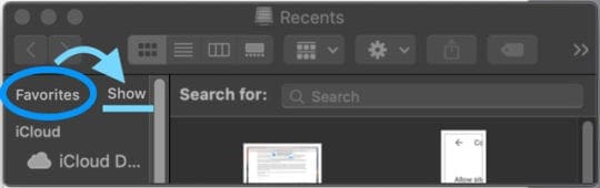 Missing Favorites Section in Mac's Finder