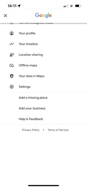 Select the location sharing tab in Google Maps