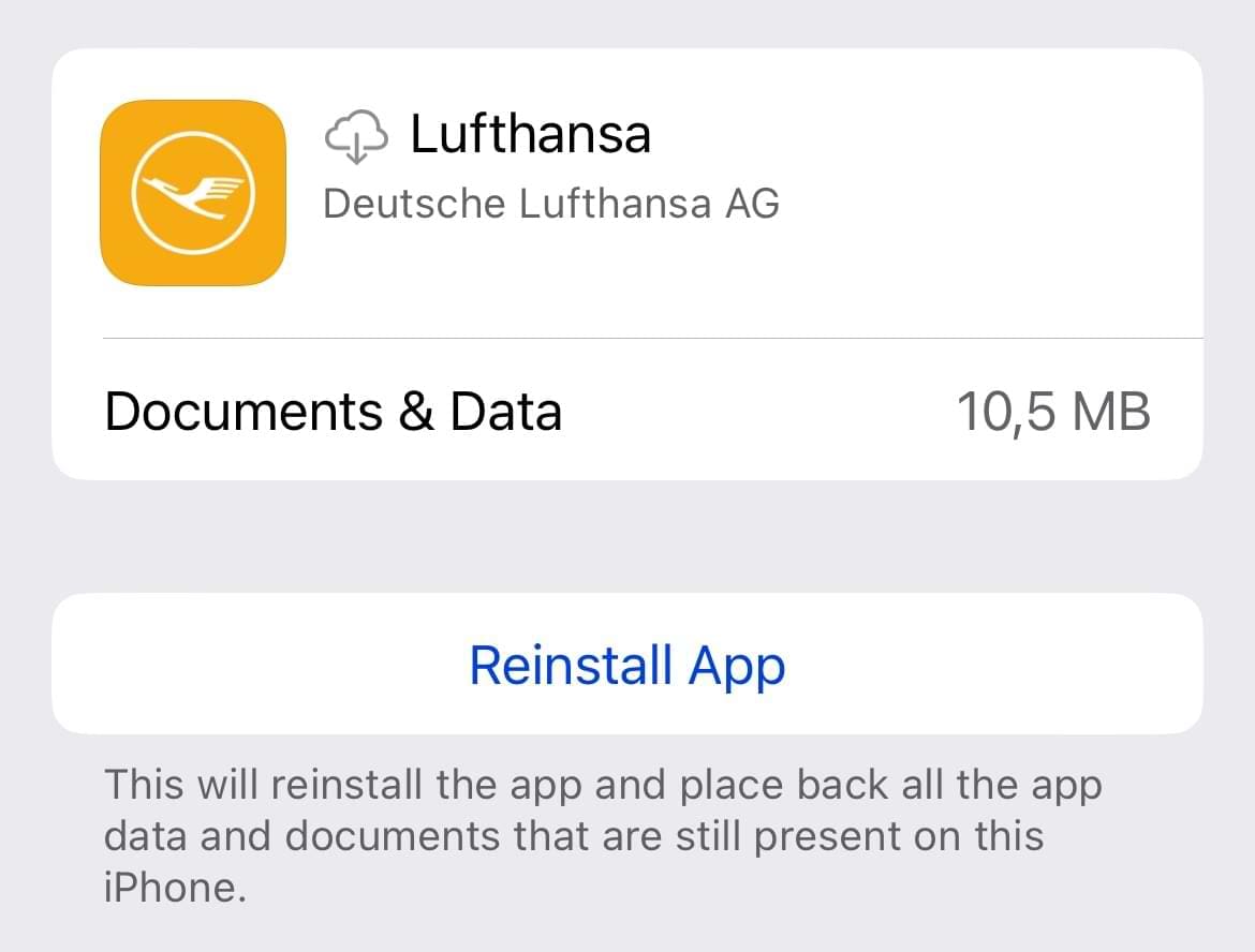 Redownload Offloaded App From Settings on an iPhone