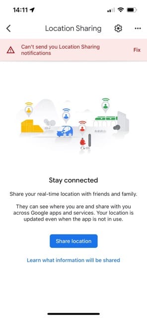 Share Location Button in Google Maps