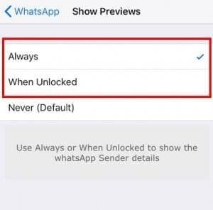 Показывать сведения об отправителе в уведомлении WhatsApp на iPhone
