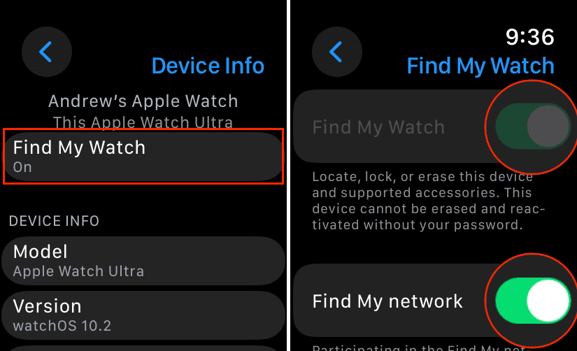 Enable Find My on Apple Watch - 2