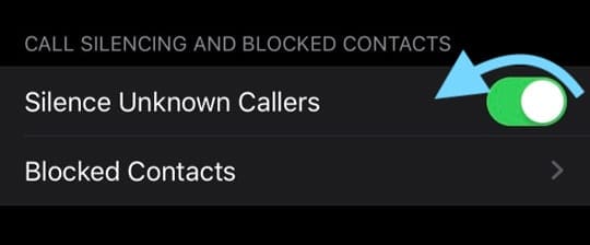 iOS 13 turn off silence unknown callers on iPhone