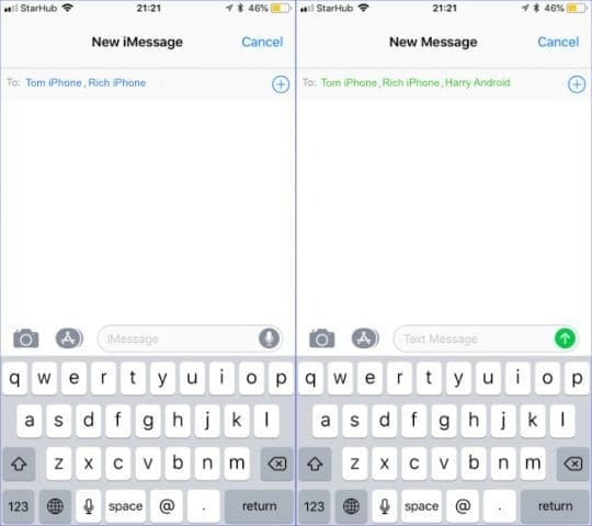 Group chats with non-Apple users must be created using SMS or MMS