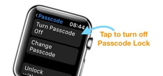 Apple Watch Toggle Off Passcode Lock Setting