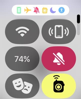 Apple Watch Wi-Fi in the Control Center