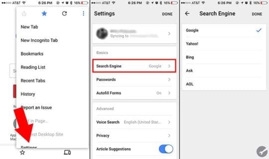 Change Search Engine Chrome iOS