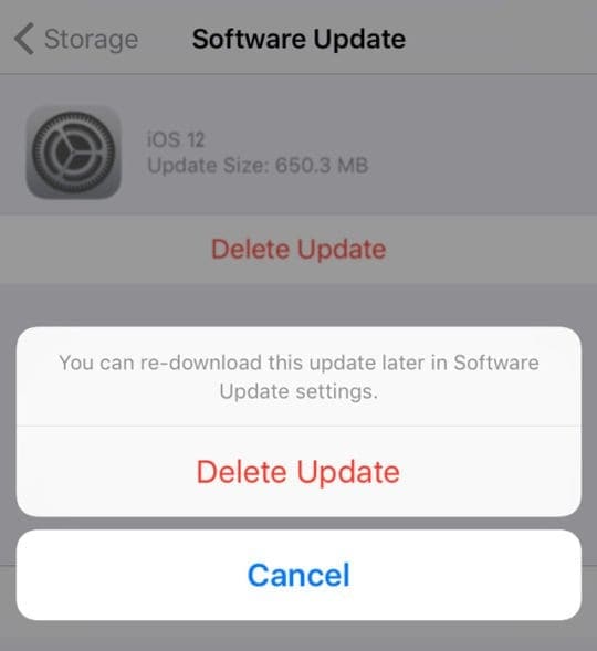 Delete iOS 12 Update From iPhone Settings and Storage