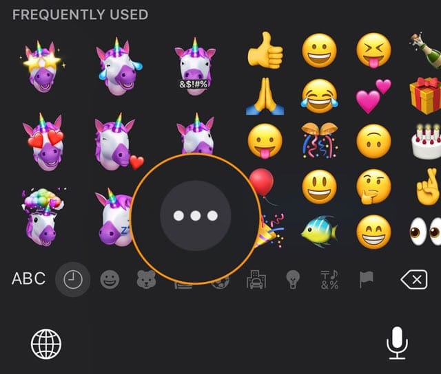 more button for option in emoji keyboard