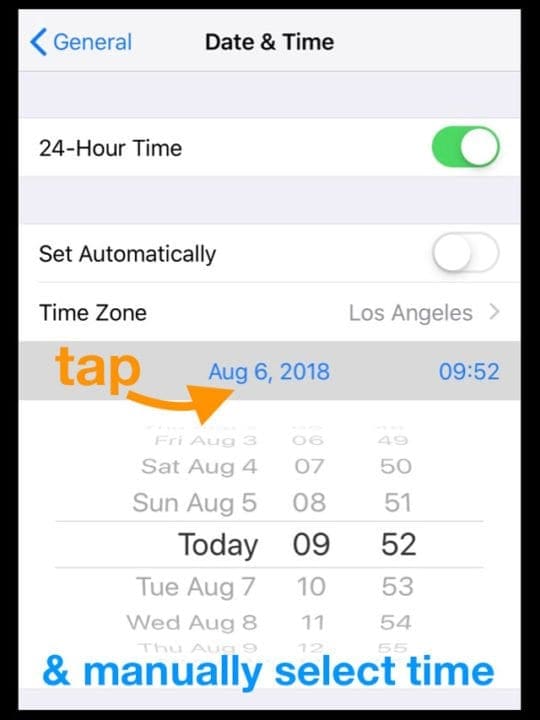 Set iPhone's Date & Time Manually