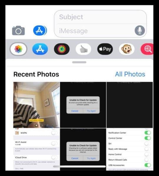 Select Photos in iMessage and Message App iOS 12