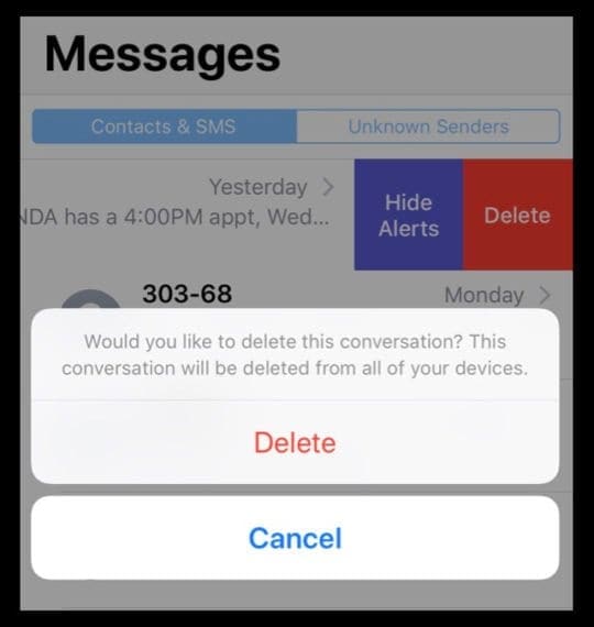 Text message iMessage conversation delete message from all devices
