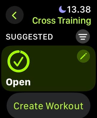 Open workout goal in the Apple Watch