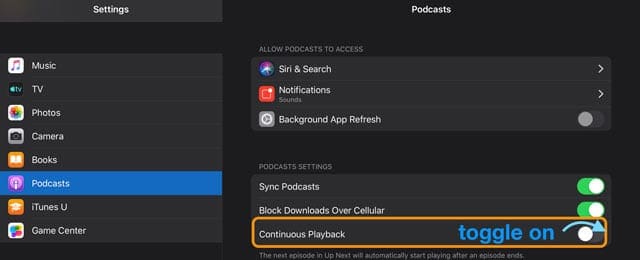 Apple's Podcasts app continuous playback