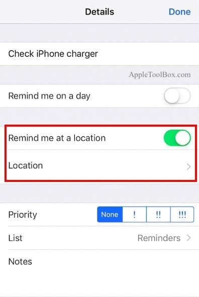 Location Based Reminders iPhone