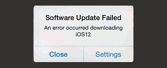 an error occurred downloading ios 12