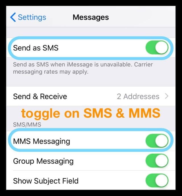 i want to send sms instead of imessage