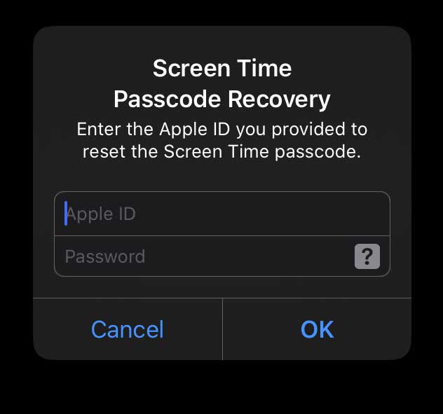 reset screen time passcode with your Apple ID