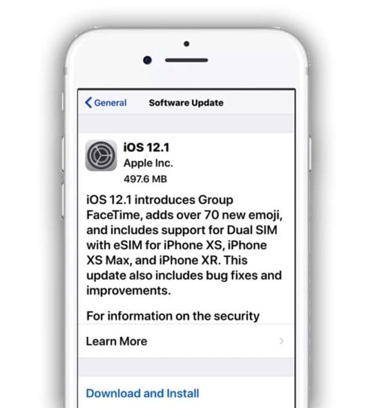 iOS 12.1 update for iPhone