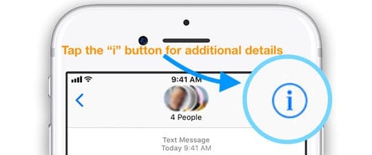 the "i" button in Message App Conversations iOS 11 iPhone