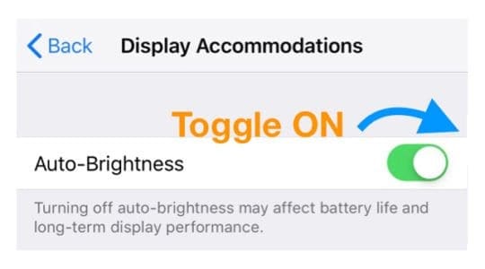 iOS 12 auto brightness setting on iPhone