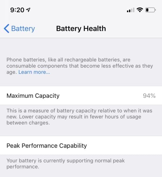 iOS 12 Battery Usage