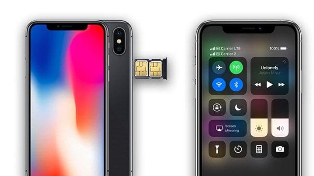 dual sim iPhone xs and control center for dual sims