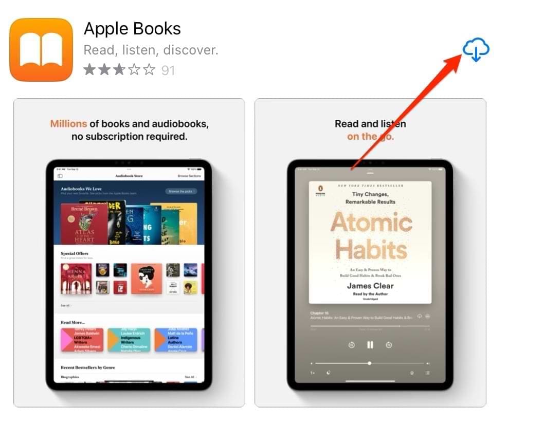 Redownload Apple Books on the App Store
