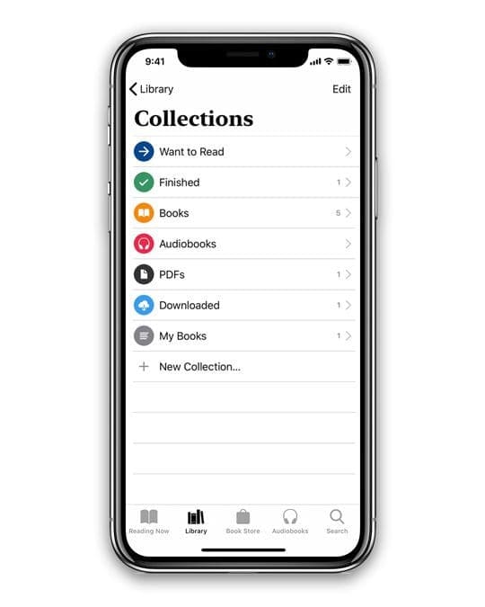 Apple Books collections categories