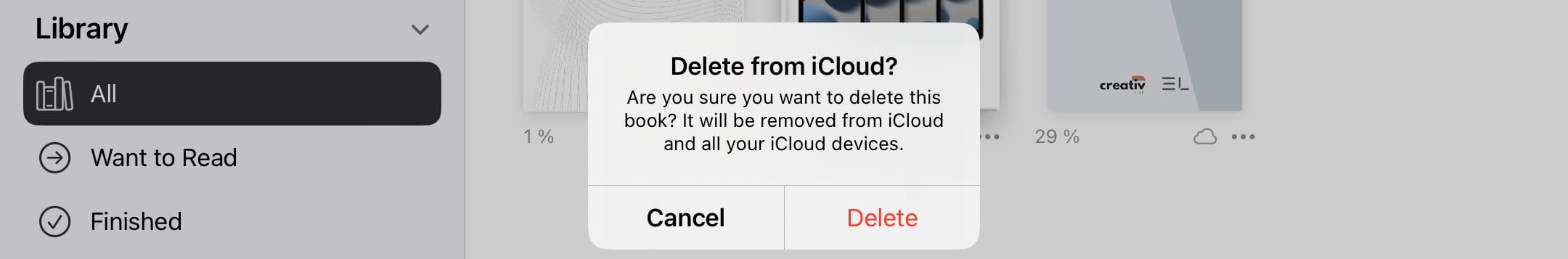 The Delete From iCloud Option in Apple Books