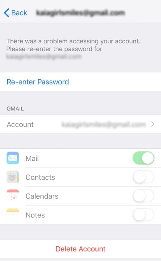 re-enter email account passwords on iPhone