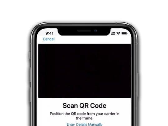 scan QR Code for eSIM support on iPhone