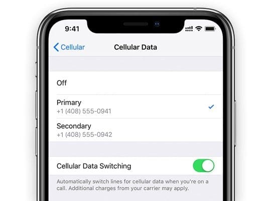 Change your cellular data number on iPhone with Dual SIM or eSIM