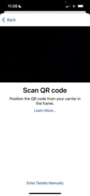 iPhone Scan QR Code Option