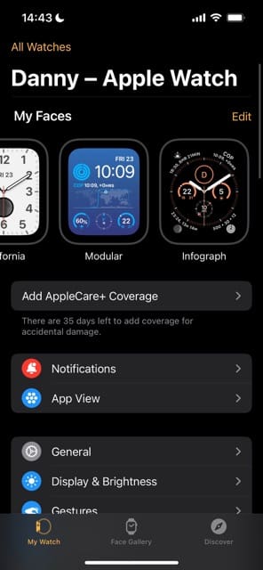 Infograph face available on the Apple Watch
