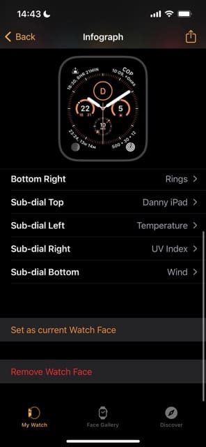 Complication Options for an Apple Watch