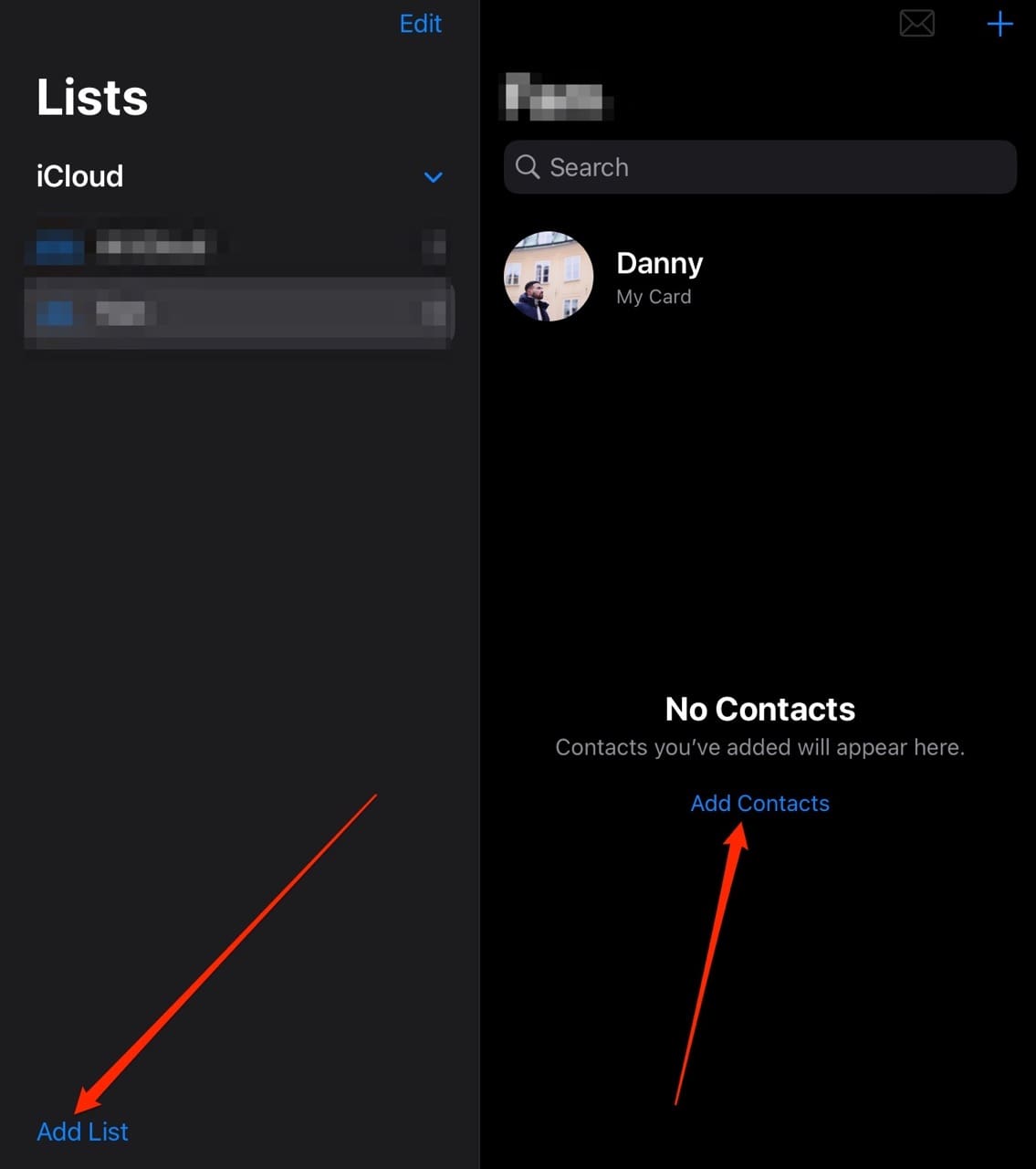 iPadOS Contacts Settings