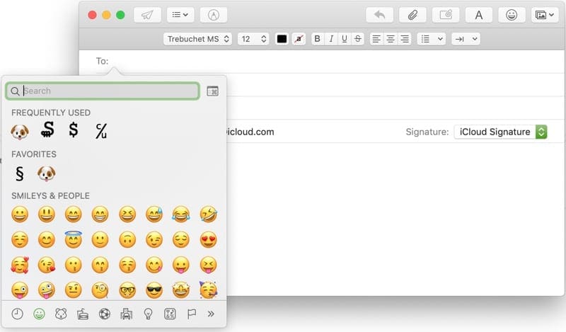 smiley face for email on mac