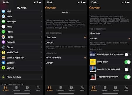 sync podcasts on Apple Watch