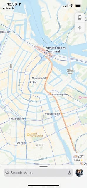 Air quality in Amsterdam as seen on Apple Maps