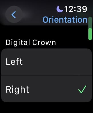 The Digital Crown Settings on an Apple Watch