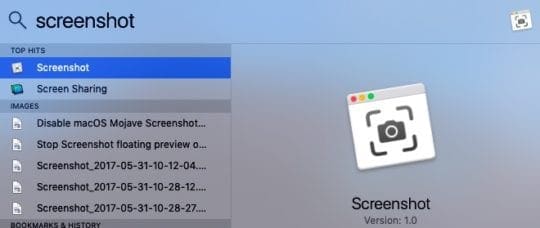 Launch Screenshot Utility in macOS Mojave