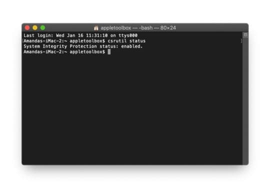 SIP enabled on Mac via Terminal