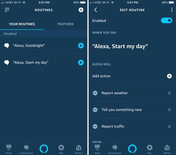 Alexa App Routines on iPhone