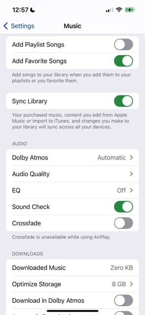 The Sync Library Option in Apple Music