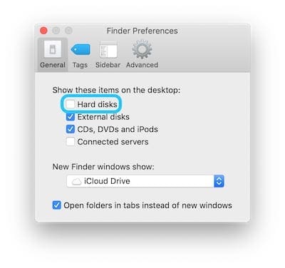 Screenshot of the Finder Preferences